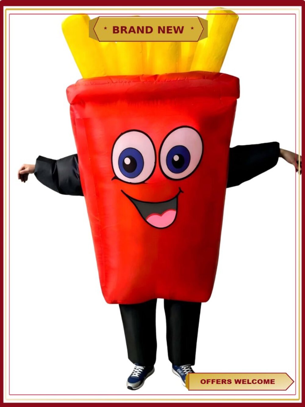 Inflatable French Fries Costume Adult Blow Up Fast Food Suit One Size Fits Most